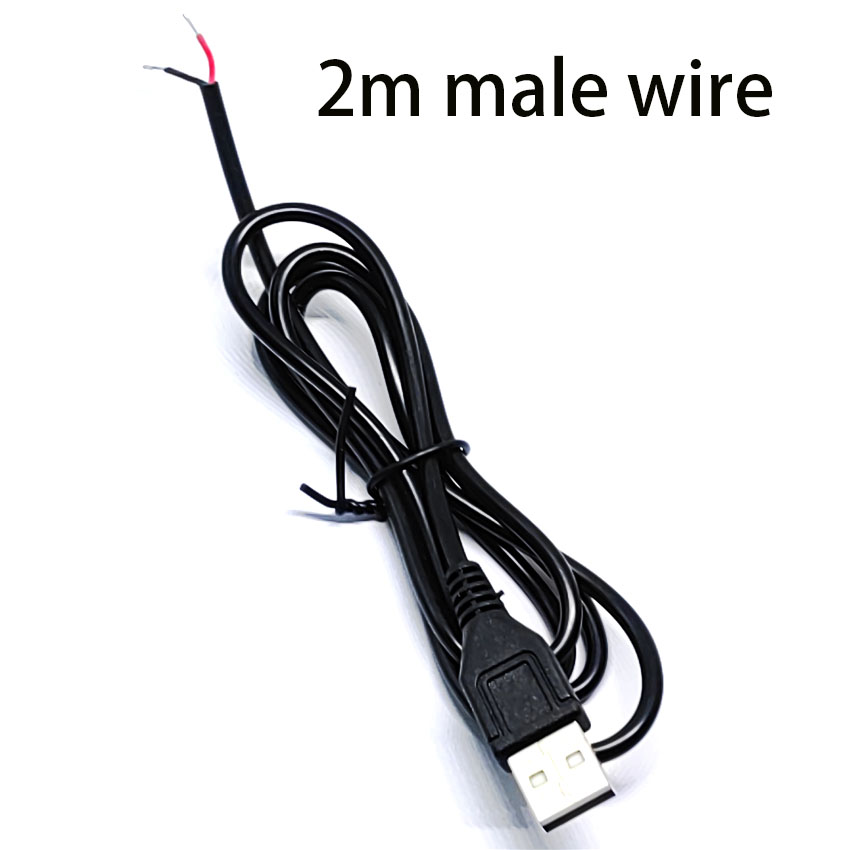 5V USB 2.0 2 Pin 2 Wire diy usb Male Jack Connector Cable Power Charge Extension Cable Cord 0.3m/1m/2m Connector Adapter