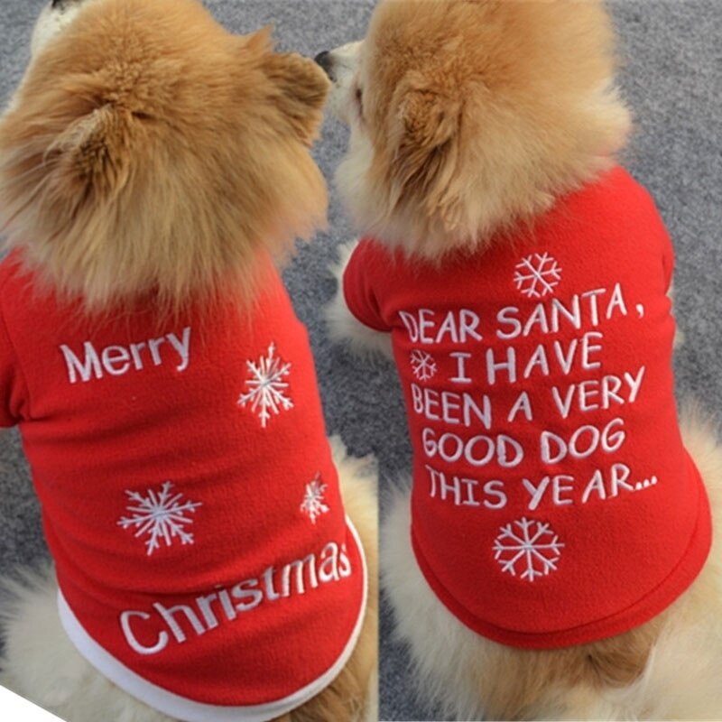 Rode Vrolijke Kerst Hond Kleding Puppy Kleding Honden Jas Winter Warm Kerst Huisdieren