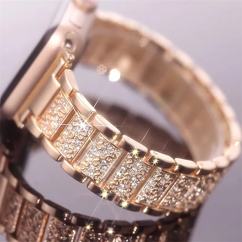 Bracelet en diamant scintillant pour Apple Watch Ultra 2 49mm, 46mm 40mm 45mm 44mm 41mm 42mm pour Iwatch série 10 9 8 7 6, Bracelet pour femmes