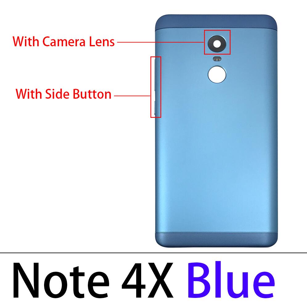 Batterij Back Cover Voor Xiaomi Redmi Opmerking 4X 5 6 Note5 Note6 Pro Terug Batterij Deur Achter Behuizing Met volume Side Knop Sleutel: Note 4X blue