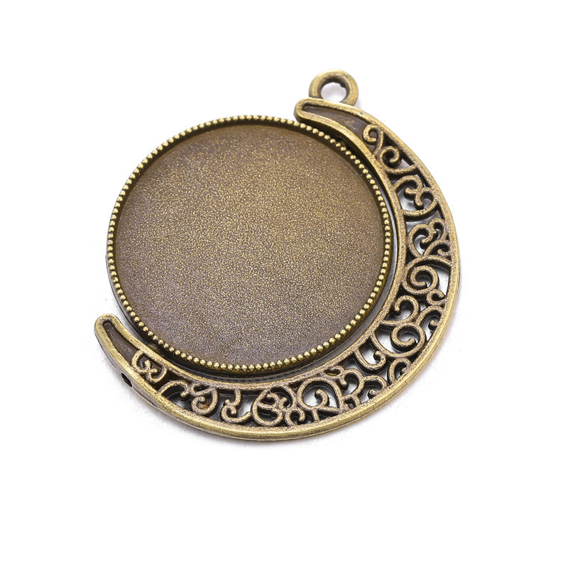 5 unids/lote camafeo de doble cara cabujón colgante Base 20/25/30mm tiempo gema Luna hueco giratorio bandejas en blanco para hacer joyería DIY: 30 mm / Verde