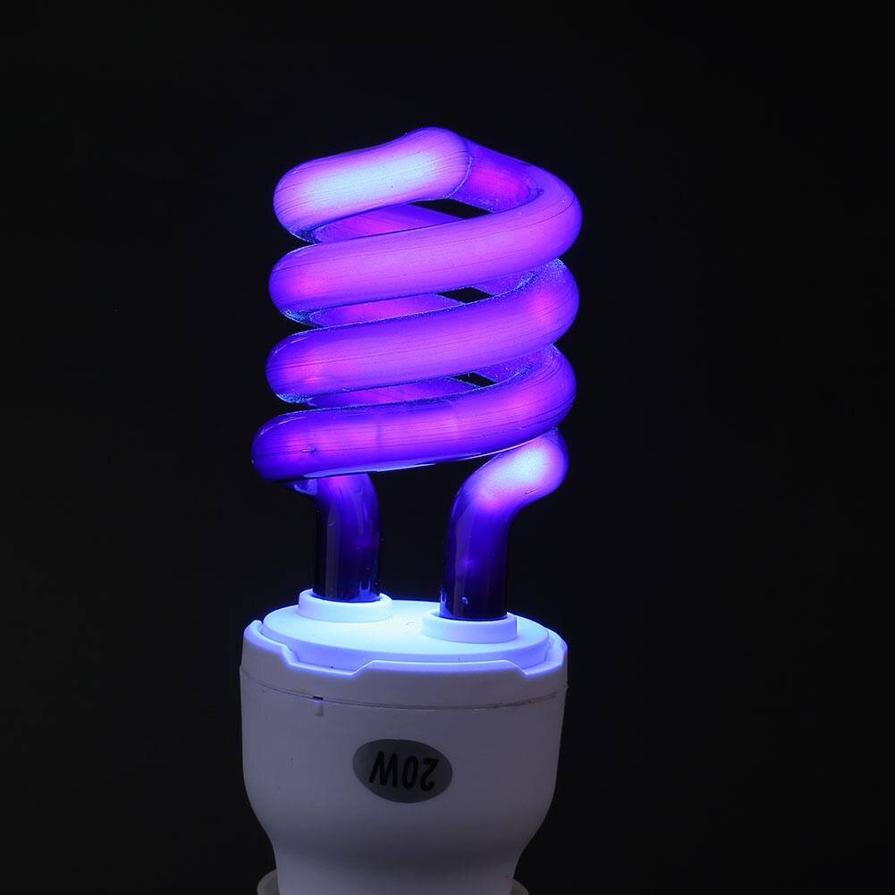 Lámpara Ultravioleta esterilizada, lámpara de tornillo de 20W, bombilla fluorescente E27, luz negra UV de bajo consumo de 220V