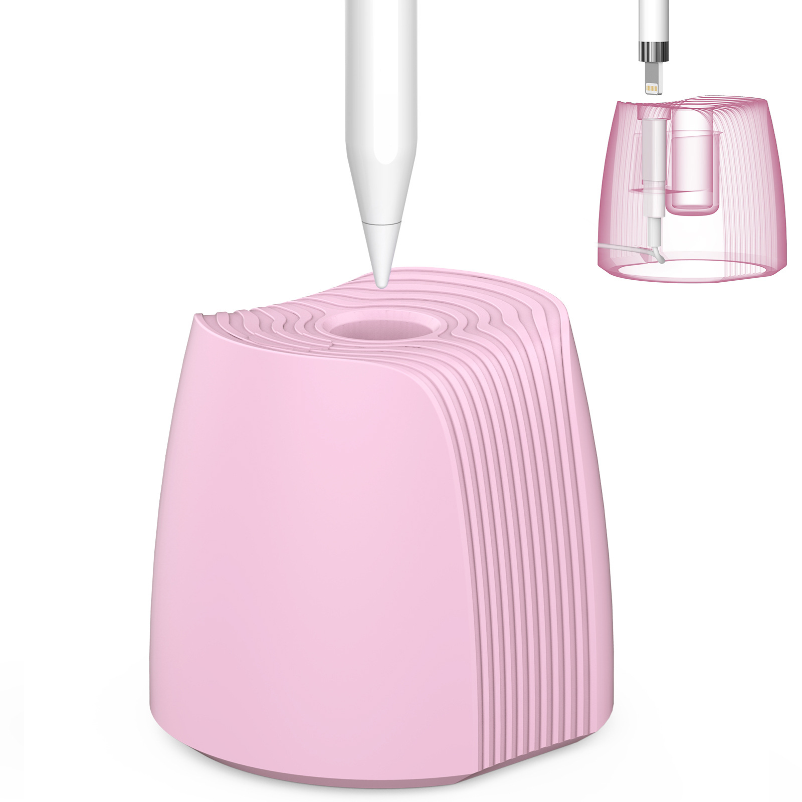 For Apple Pencil 3/USB-C/2/1 - Desktop Organizer Dock: Pink
