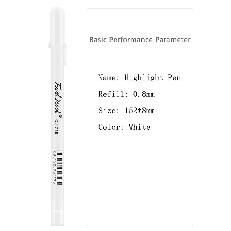 5 st 0.8mm vit ink gel penna highlight markör penna fin spets för student brevpapper ritning konst skrivande skolmaterial