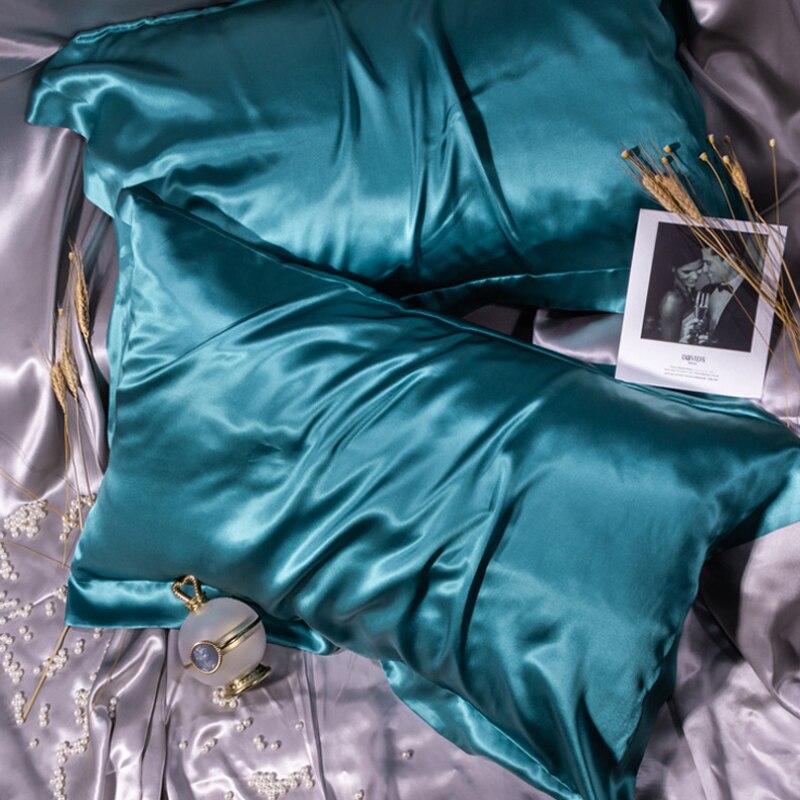Zijde Kussensloop Queen King Size Voor Hotel Thuis Zachte Gezonde Kussen Kussensloop Zijden Kussensloop Zijden Kussensloop: Teal / 48x74mm 1pcs