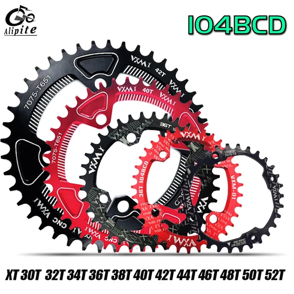 Fiets 104 bcd crank ovaal rond 30t 32t 34t 36t 38t 40t 42t 44t 46t 48t 50t 52t smal breed kettingwiel mtb fiets kettingblad