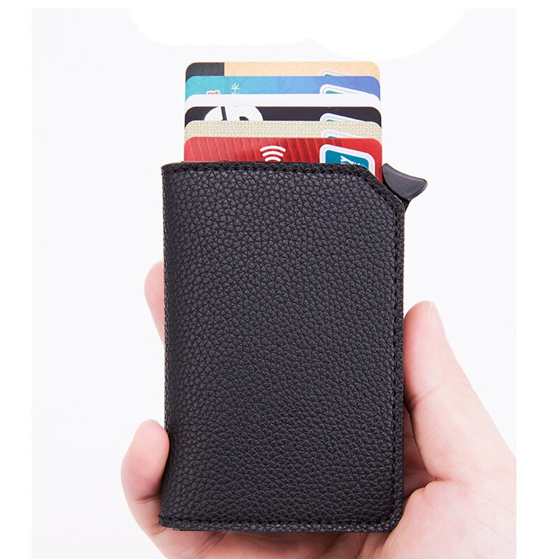 Bycobecy Carbon Fiber Anti-Diefstal Kaarthouder Multi Smart Portemonnee Rfid Pop-Up Clutch Multi Mannen En vrouwen Unisex Card Case