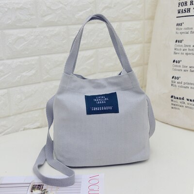 Soft Canvas Tas Grote Capaciteit Vrouwen Boodschappentas Dames Dagelijks Gebruik Handtassen Mini Toevallige Strandtas Tote: Grijs