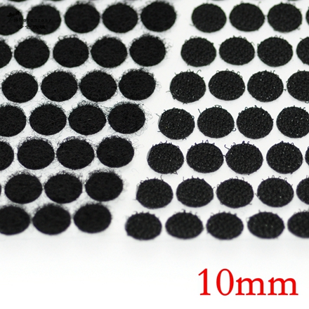 50 pares de ganchos adhesivos mágicos de nailon de doble cara, lazos de discos redondos de costura con cinta de sujeción, accesorios para manualidades: 10mm Black