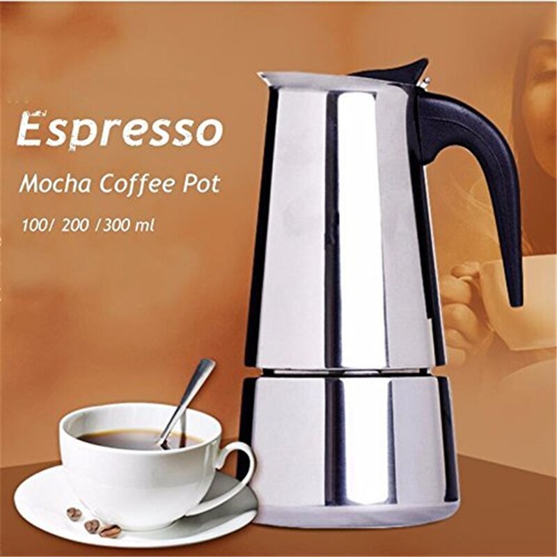 300ml Italian Stainless Steel Espresso Maker Kitchen Drip Kettle Teapot Moka Coffee Pot Coffee stainless steel moka coffee make