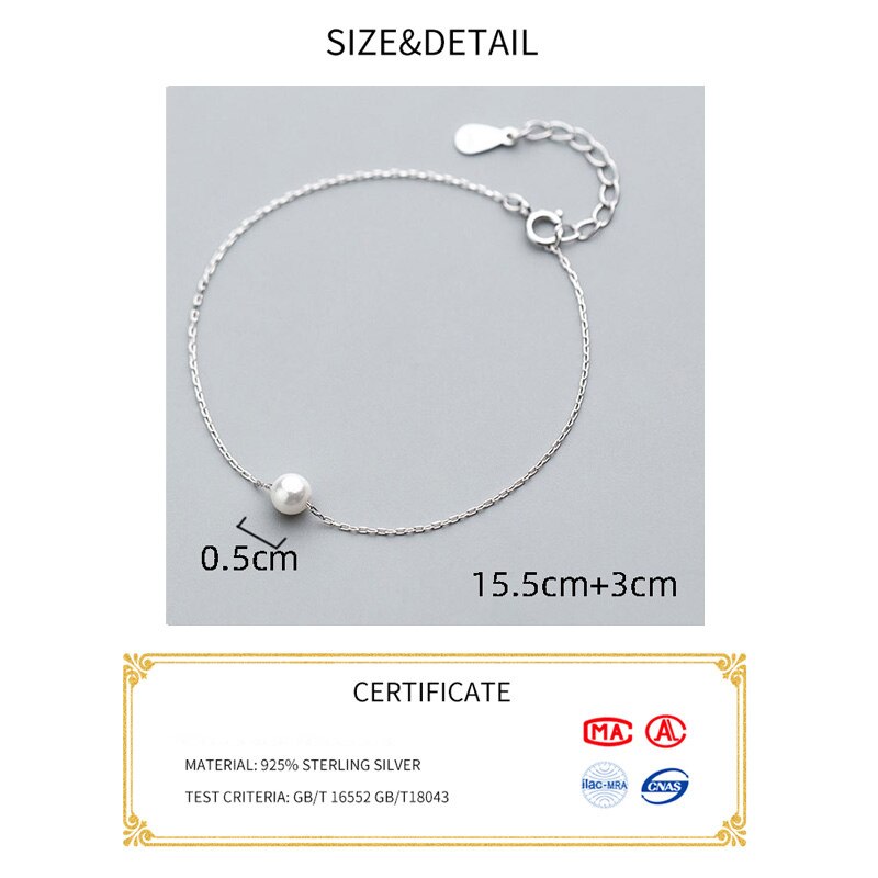 La monada prata fina 925 jóias pulseira feminina mulher imitação pérola corrente minimalista pulseiras para mulher prata 925 esterlina