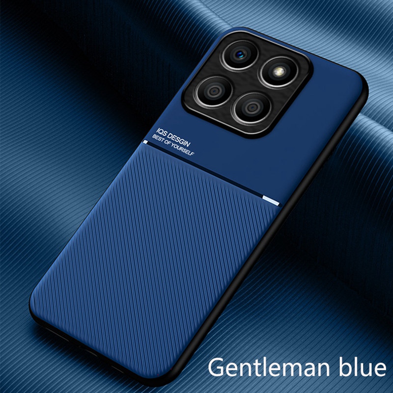 Magnetic PU Leather Case For Honor X8B X8A X8 5G Cover Car Holder Luxury Silicone Protection Phone Case For Honor 70 Lite X6 X6S: Cotton Fabric / Blue