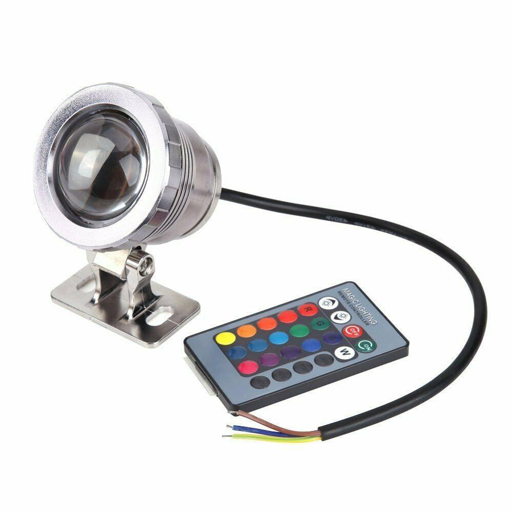 Waterproof RGB LED Flood Light Underwater Fountain Pool Pond Aquarium Spotlight Bulb Lamp Outdoor Garden AC DC 12V 110V 220V 15W: Silver / 10W AC DC 12V