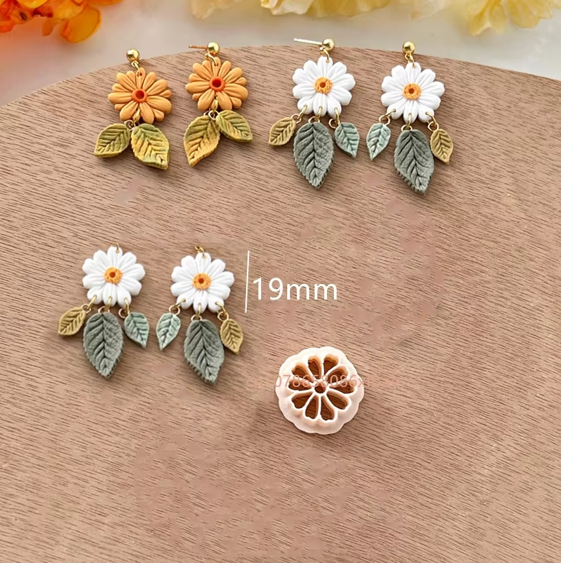 Nuevos cortadores de arcilla polimérica con forma de flor de primavera, arcilla colgante con forma Floral, pendientes DIY, joyería, fabricación de colgantes, herramientas de arcilla de cerámica: Borgoña