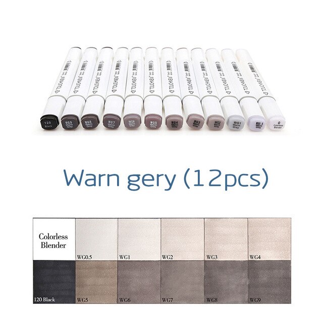 TOUCHNEW 6/12/30 kolory skali szarości markery artystyczne zestaw głowy dwukrotnie pisak robić szkicowania alkoholu tuszu na bazie neutralny szary tona dostaw sztuki: HT6HB001AB12