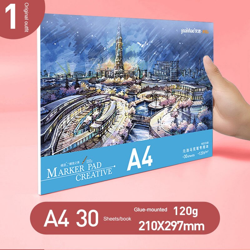 Drawing Paper Mark Pen Drawing Book Cartoon Opaque Paper A3/A4/B5 Mark Pen Color Acrylic Drawing Book Graffiti Art Book: A4