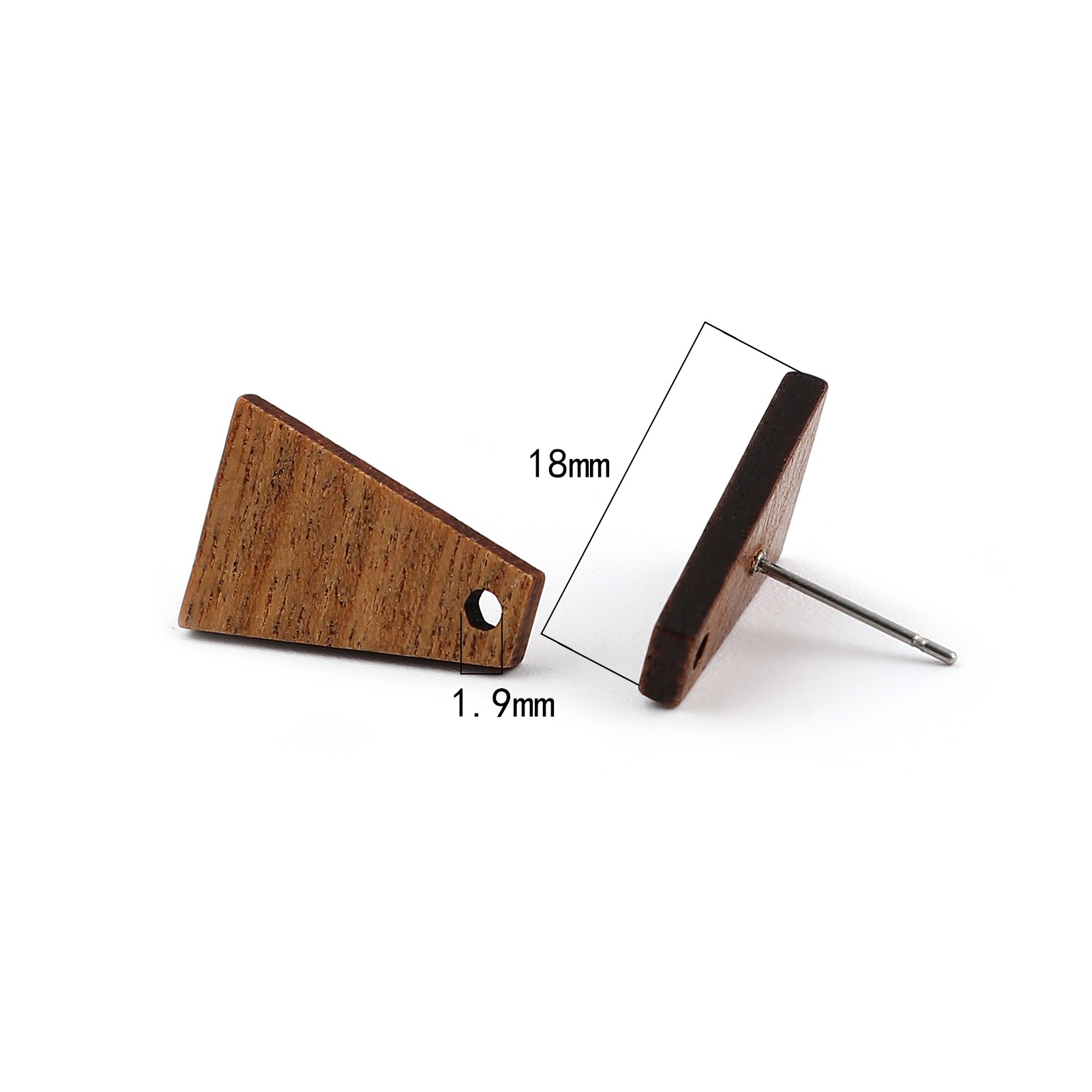 Pendientes de madera con pasador para la oreja, 10 piezas, redondos, de madera Natural, color blanco cremoso con lazo de 15mm de diámetro: Pistola negra plateada