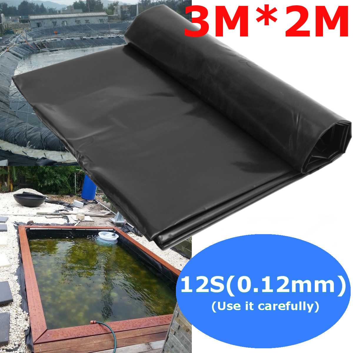 3X2M HDPE Rubber Fish Pond Liner Thicken Landscaping Waterproof Impermeable Membrane Pools Cover Gardens Pool Pond Liners