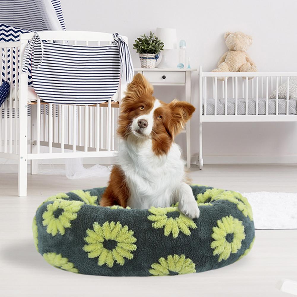 Donutvormig honden- en kattenmandje, antislip, knus huisdierbedje, pluche zacht kussen, rustgevend warm nest voor kleine honden en katten