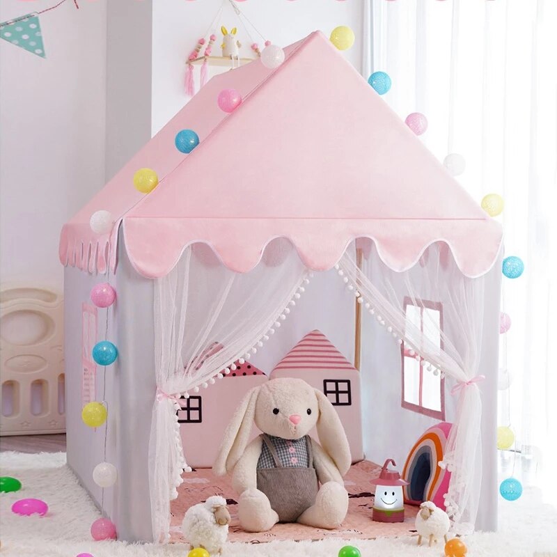 Nordique enfants jouer tente rose princesse château jouer maison Tipi Enfant intérieur bébé filles berceau baldaquin Net lit tente enfants chambre décor