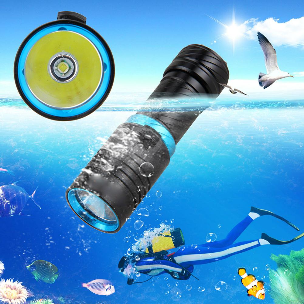 Waterproof Underwater T6 LED Outdoor Diving Snorkeling Flashlight Torch Light Rechargeable Stainless Steel Flash Light