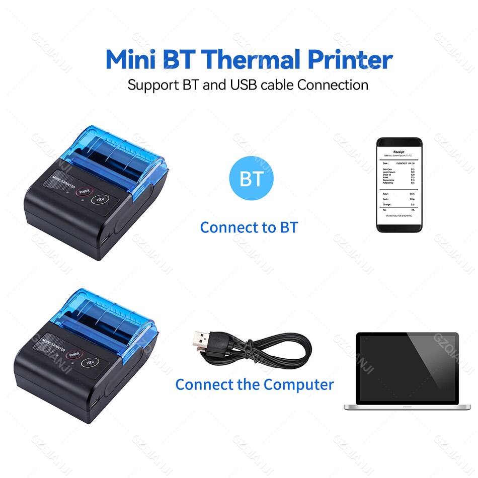 Mini Blau Bluetooth Thermische Rechnung Drahtlose Drucker USB POS Rechnung Drucker Tintenlosen Android iOS Handy, Mobiltelefon Drucker Impresoras Für SII