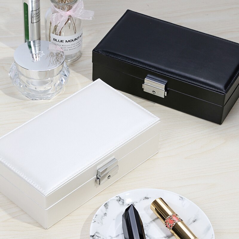Leather Jewelry Organizer Ring Pendant Earrings Necklace Storage Box Women Jewelry Display Boxes Cosmetics Beauty Container Case