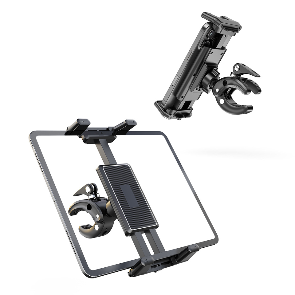 OUTMIX Verstelbare Tablet Telefoon Standhouder voor Loopband/Spinfiets/Kinderwagen/Rolstoel/Golfkar/Muziekstandaard/Staande fiets