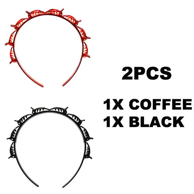 Horquilla para peinado con doble flequillo, bandana de doble capa, accesorios para el cabello: 2Colors 2PCS