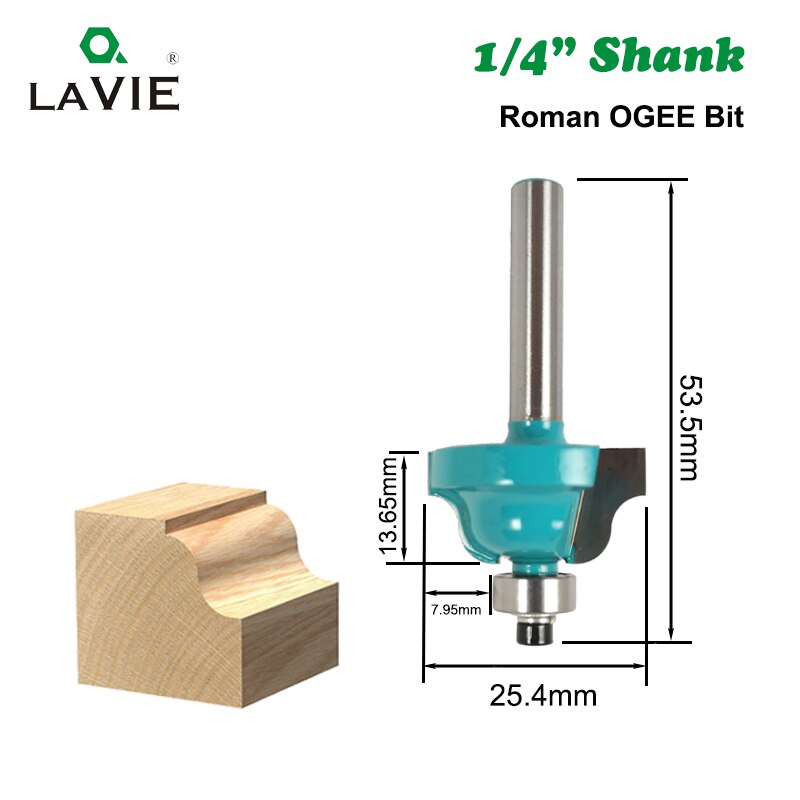 3pcs 1/4 Shank Wood Router Bits Set Beading Bit Roman Ogee Bit with Bearing Double Flutes Woodworking Tools Tungsten Carbide 062