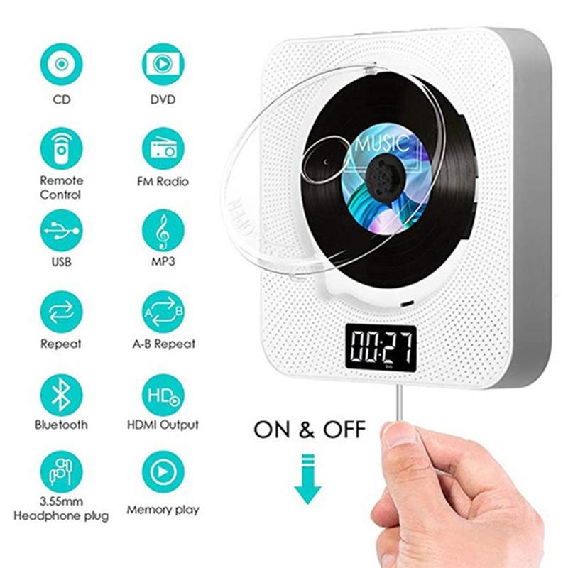 Wall Mounted bluetooth CD player with remote display VCD function MP3 supports CD English WMA format DVD learni bluetooth p K8W1