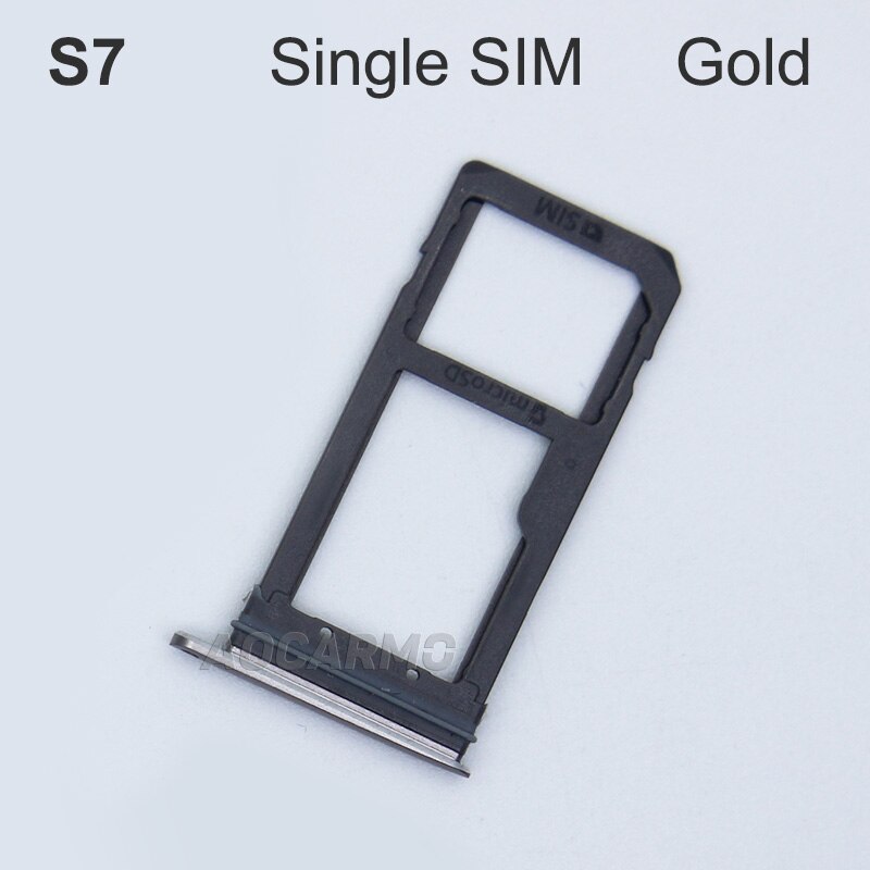 Aocarmo-bandeja de plástico para tarjeta Sim, soporte de ranura individual/Dual para Samsung Galaxy S7 G930 G930F, oro/plata/gris: S7 Single SIM Gold