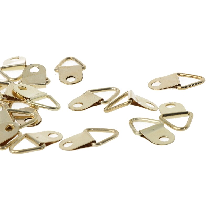 100Pcs Gouden Kleine D-Ring Foto Hanger Met Schroeven Frame Driehoek Ring Hangers