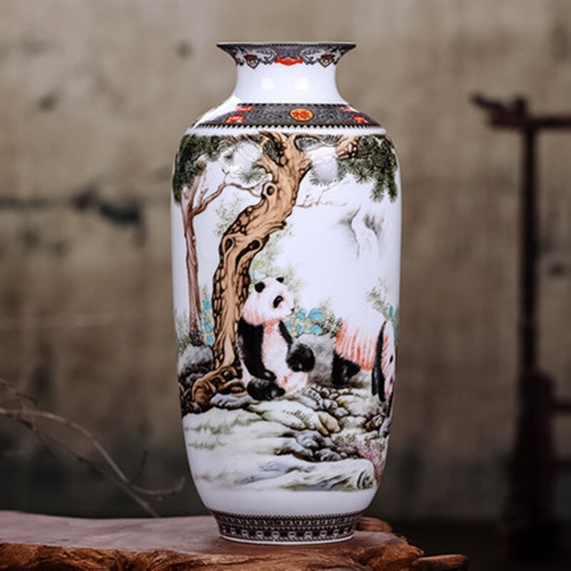 Jingdezhen keramik vase vintage kinesisk stil dyr vase fin glat overflade boligindretning møbler artikler  a610: E