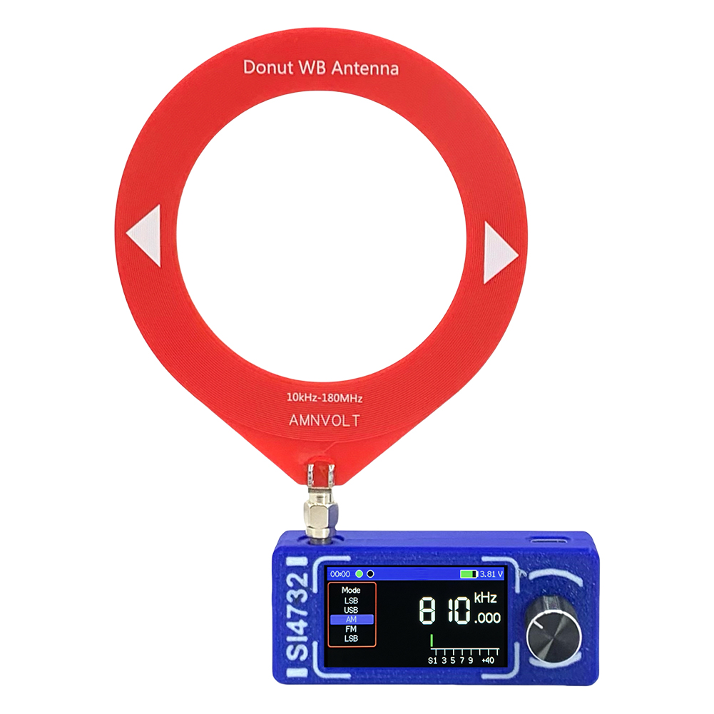 SI4732 0,5-108 mhz draagbare radio LSB USB AM FM Pocket mini-radio 1,9 "IPS-scherm HF SW MW VHF ESP32 radio-ontvanger met antenne: Black