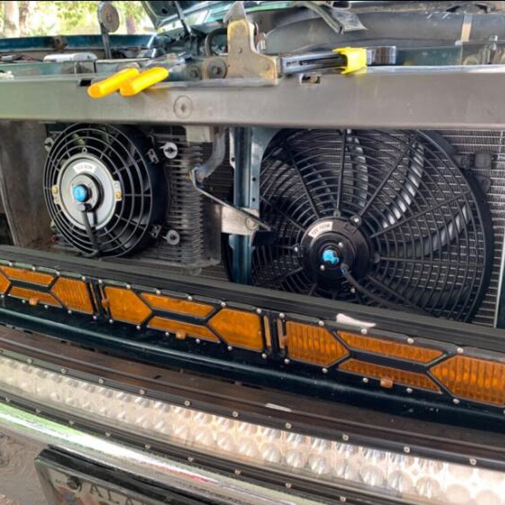 Universal 14 inch Radiator Cooling Fan with Thermostat Wiring Switch Relay Kit Electric Cooling Radiator Fan