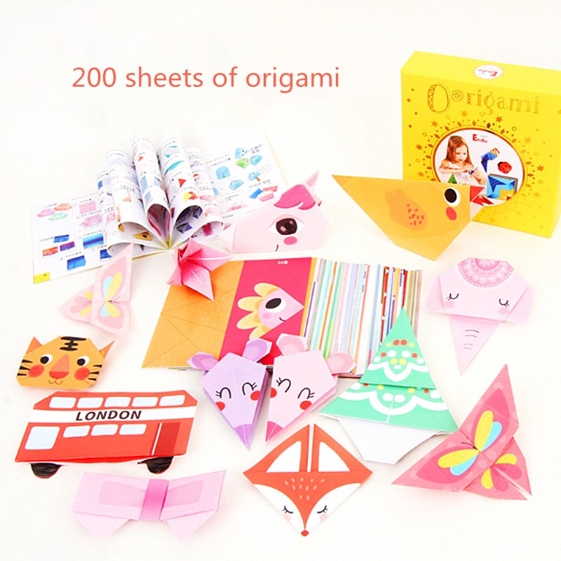 200 Uds. Origami para niños Animal Origami cinta Tutorial libro Kindergarden DIY ciencia educación juguetes niños DIY tarjeta juego