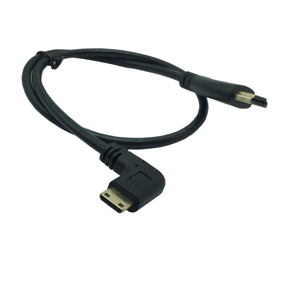 Cable Mini HDMI-compatible 1080p 3D Adapter Gold Plated Plug HDTV C Right Angled for camera monitor projector notebook TV 0.5M