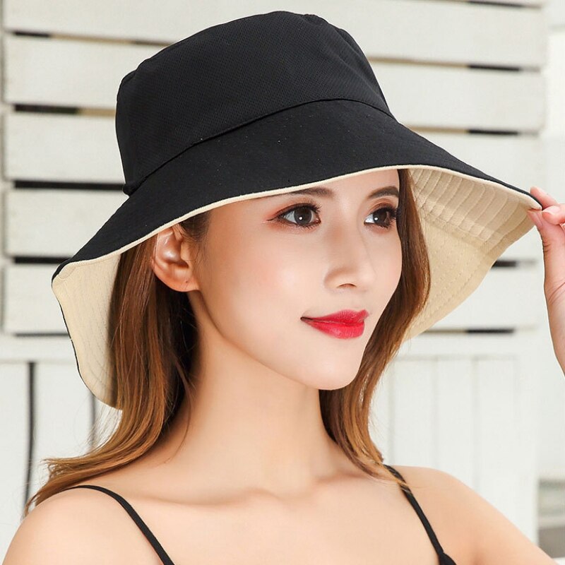 Bucket Caps Adult Cotton Sports Caps Double Side Wide Brim Flat Top Fisherman's Golf Hat Travel Apparel Accessories Tennis Caps
