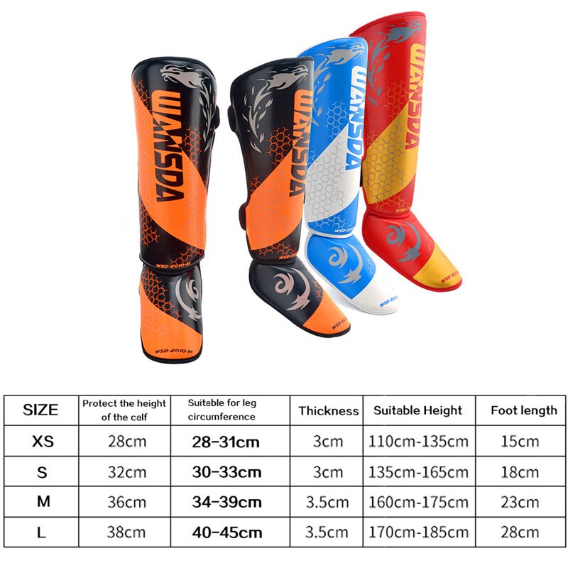 1 Pair Adults Kids Boxing Shin Guard Taekwondo Ankle Support Sanda Muay Thai MMA Kickboxing Equipment Karate Leg Protectors