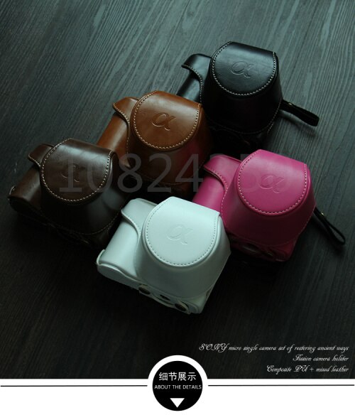 Funda de cuero para cámara, bolso de hombro, bolsas duras para cámara Digital Sony Alpha A6000 A6300