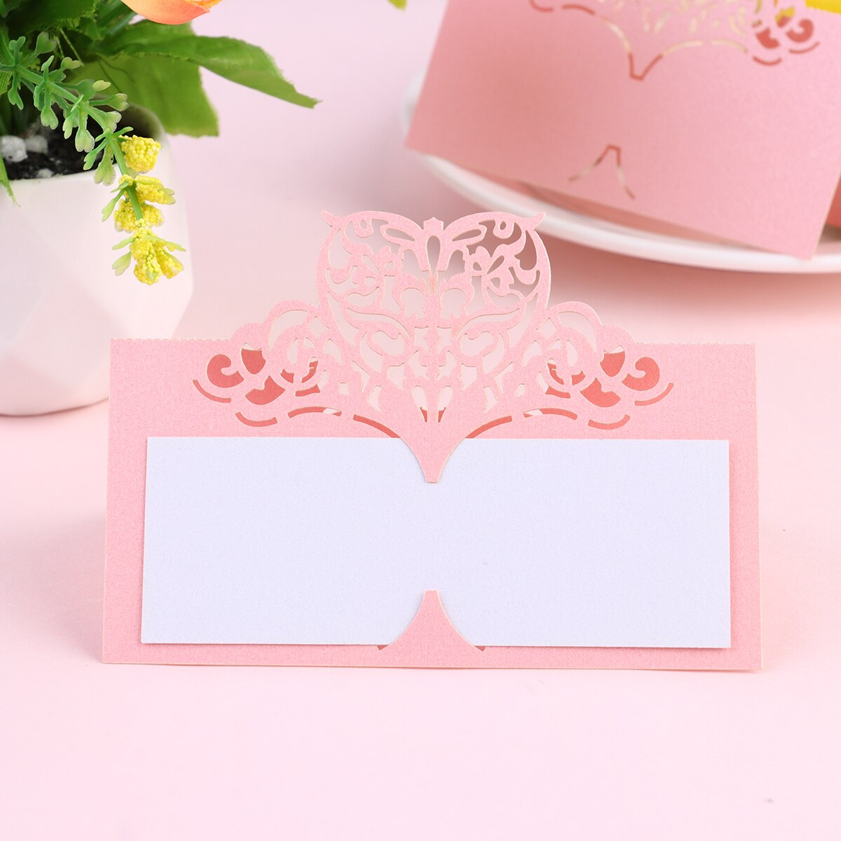 24Pcs Table Name Place Cards Wedding Party Favor Decor Cut - Size Large (Beige Golden)