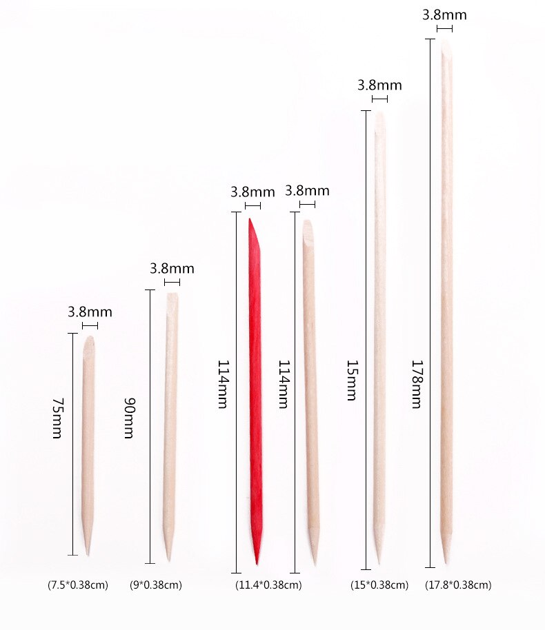 Manicure tools orange stick wooden sign dead skin push 11.4cm double head 100pcs/50pcs bag with dot drill stick