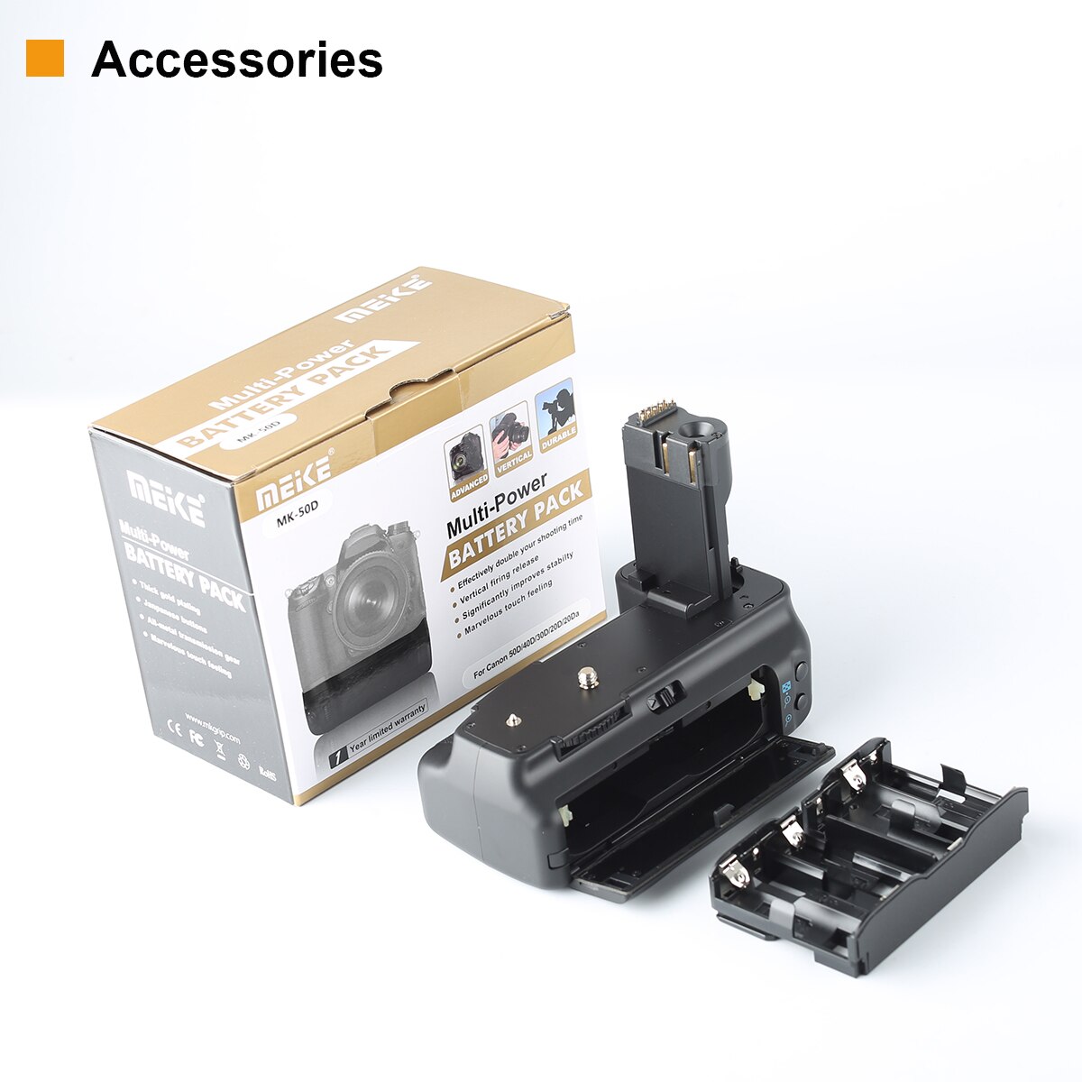 Meike Vertical Battery Grip for Canon EOS 50D 40D 20D 30D Camara Replace BG-E2N