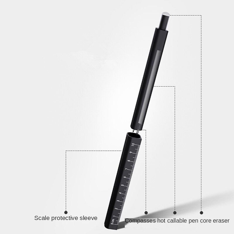 Erasable Pen-shaped Rulers Compasses Bookmark Drawing Mechanical Writing Office Stationery Compass Ruler School