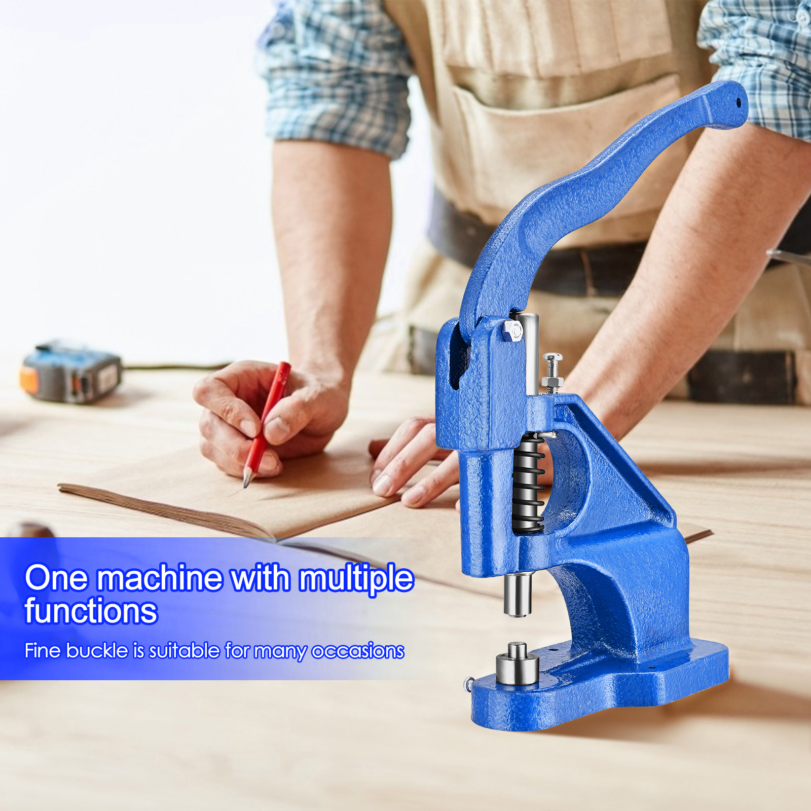 Heavy Duty Hand Press Grommet Eyelet Machine Hole Punch Tool Kit Including Grommet Machine Sliver Grommets Snap Buttons Craft