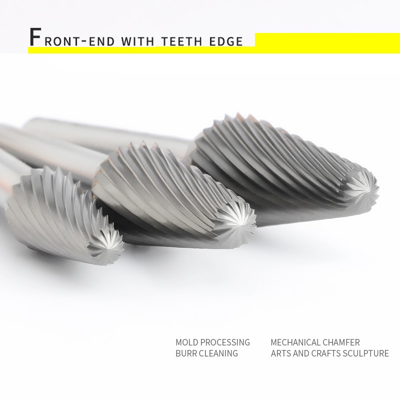 Tête de meulage dure en acier de tungstène, alliage métallique, fraise à dôme conique de type L, 1 pièce