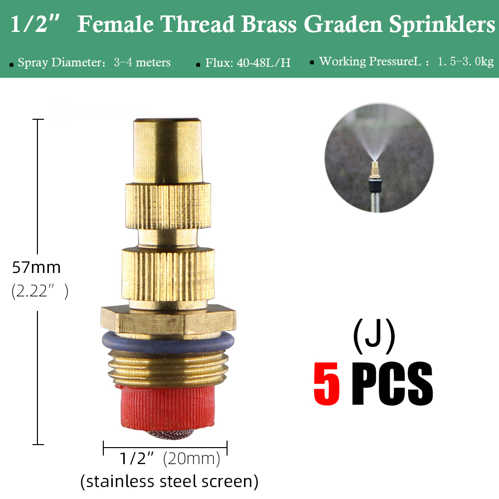 Tripé de aço inoxidável impacto sprinklers kit 360 graus girar bocais pulverizador para 1/2 &quot;mangueira planta agrícola irrigação flor: Kx5PCS