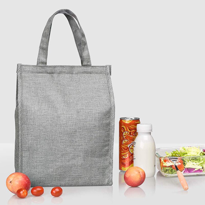 Lunchtas, geïsoleerde lunchtas, grote waterdichte lunchtas voor volwassenen, voor mannen of vrouwen (grijs)