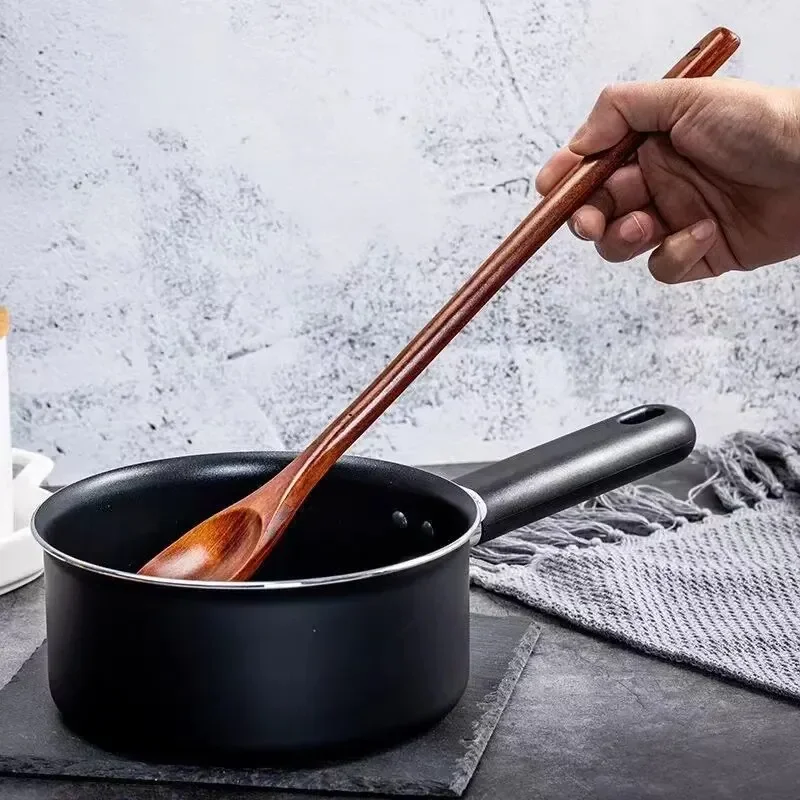 Colheres de chá de madeira longas utensílios de cozinha para sopa chá mel mexendo colher concha colher de sopa e garfo